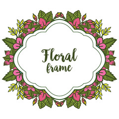 Obraz premium Vector illustration flower pink blooms with greeting card floral frames