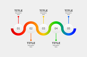 Circle infographics for five steps process or progression. Timeline workflow layout vector design.