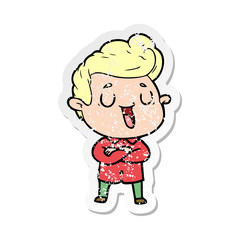 Fototapeta premium distressed sticker of a happy cartoon man