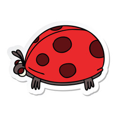 sticker of a quirky hand drawn cartoon ladybird