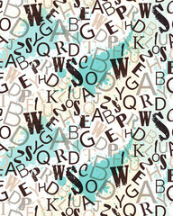 Grunge seamless alphabet vector pattern. Repeating random letters  texture.