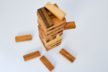 blocks wood  on white  background