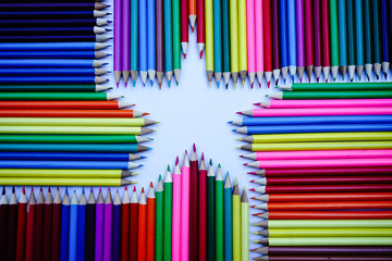 Star shape, made from wood colored pencils