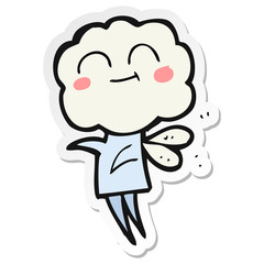sticker of a cartoon cute cloud head imp
