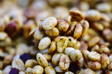 coffee beans berries drying natural process on the cement ground floor, Farmer is drying coffee beans with naturally process 
