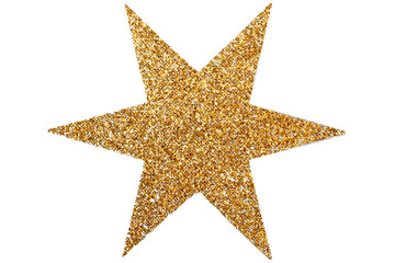 Golden Christmas star isolated on white background