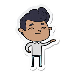 sticker of a happy cartoon man