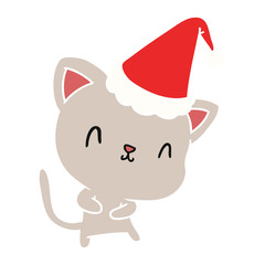 christmas cartoon of kawaii cat