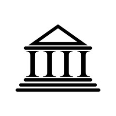 Museum, bank icon. Flat sign, pictogram isolated on white. Court building symbol, logo illustration.