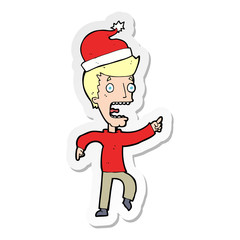 sticker of a cartoon man ready for christmas