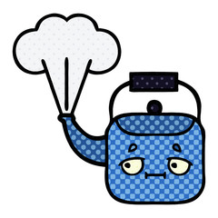 comic book style cartoon steaming kettle