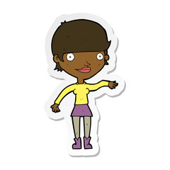 sticker of a cartoon happy woman