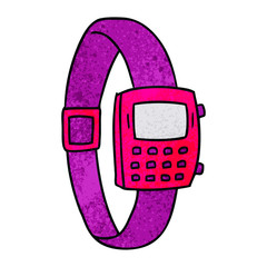 textured cartoon doodle of a retro watch