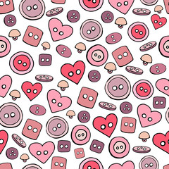 Seamless pattern with hand drawn sewing buttons