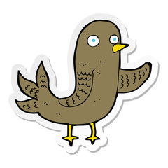 sticker of a cartoon waving bird
