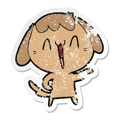 distressed sticker of a cute cartoon dog
