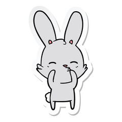 sticker of a curious bunny cartoon