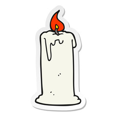 sticker of a cartoon burning candle