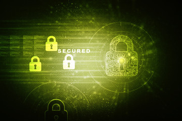 2d illustration Safety concept: Closed Padlock on digital background