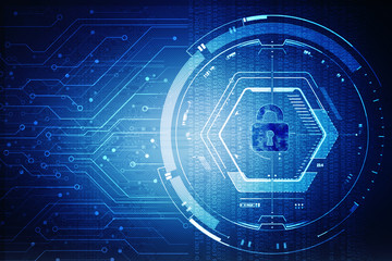 2d illustration Safety concept: Closed Padlock on digital background