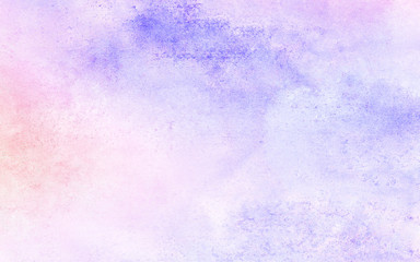 Abstract grungy paper textured pattern for vintage design, retro card template. Light soft pink and purple watercolor brush background. Smooth pastel ink color glow aquarelle smudge illustration