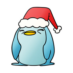 christmas gradient cartoon of kawaii penguin