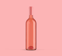 Rose wine bottle on background. Product packaging brand design. Mock up drink with place for you...