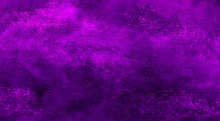 Deep dark violet neon lights watercolor background. Paper textured aquarelle canvas for creative design with scratches. Abstract cosmic purple ink texture water color paint illustration