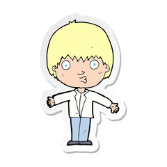 sticker of a cartoon amazed boy