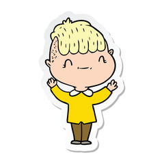 sticker of a cartoon friendly boy