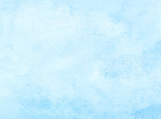 Paper textured creative aquarelle paint light sky blue color hand drawn frame illustration. Grungy ink canvas for vintage text design, card, template. Wet effect turquoise shades watercolor background