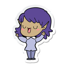 sticker of a cartoon elf girl