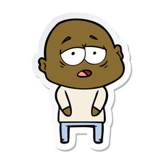 Obraz premium sticker of a cartoon tired bald man