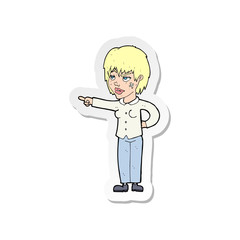 sticker of a cartoon woman pointing