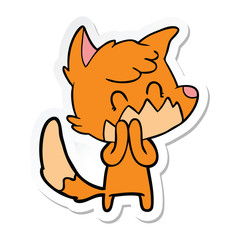 sticker of a cartoon friendly fox
