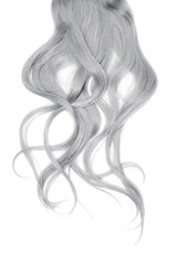 Disheveled gray hair isolated on white background