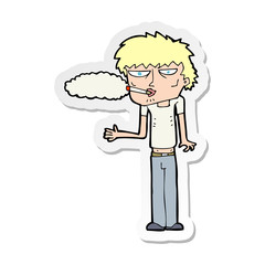 sticker of a cartoon smoker