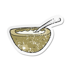 retro distressed sticker of a cartoon porridge
