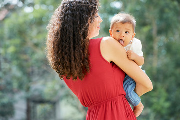Mom with baby on her arms