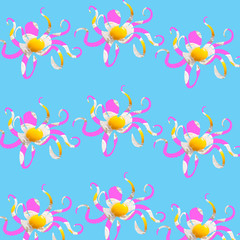 octupus textured with eggs on vibrant pastel background