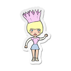sticker of a cartoon woman wearing paper crown