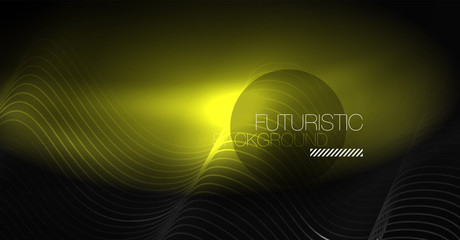 Neon lines wave background. Abstract composition