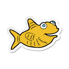 sticker of a cartoon happy fish