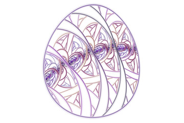 Abstract fractal purple Easter egg  isolated on white background