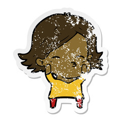 distressed sticker of a cartoon woman