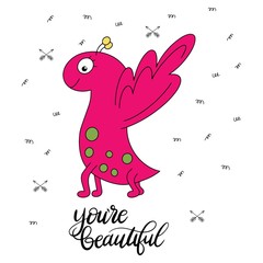 Monster with funny inscription