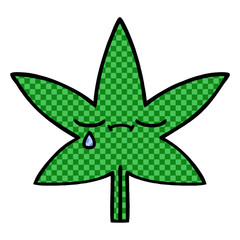 comic book style cartoon marijuana leaf
