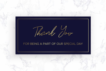 Design of Thank you card template. Marble texture.