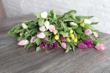 bouquet of pink tulips