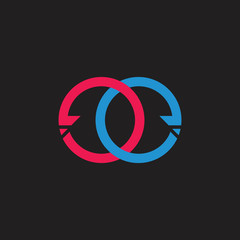 letters ee circle arrow monogram logo vector